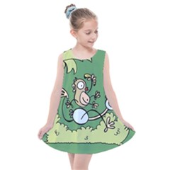 Ostrich Jungle Monkey Plants Kids  Summer Dress by Bajindul