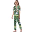 Ostrich Jungle Monkey Plants Kids  Satin Short Sleeve Pajamas Set View1