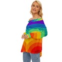 Rainbow Background Colorful Off Shoulder Chiffon Pocket Shirt View2