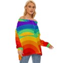 Rainbow Background Colorful Off Shoulder Chiffon Pocket Shirt View3