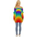 Rainbow Background Colorful Off Shoulder Chiffon Pocket Shirt View4