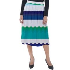 Water Border Water Waves Ocean Sea Classic Velour Midi Skirt  by Amaryn4rt