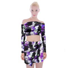 Abstract Canvas Acrylic Digital Design Off Shoulder Top With Mini Skirt Set by Amaryn4rt