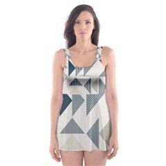 Geometric Triangle Modern Mosaic Skater Dress Swimsuit by Amaryn4rt