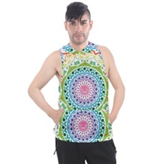 Mandala Pattern Rainbow Pride Men s Sleeveless Hoodie by Ravend