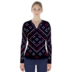 Pattern Abstract Design Art V-neck Long Sleeve Top by Ravend