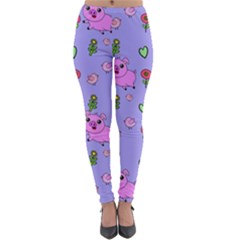 Flower Pink Pig Piggy Seamless Lightweight Velour Leggings by Ravend