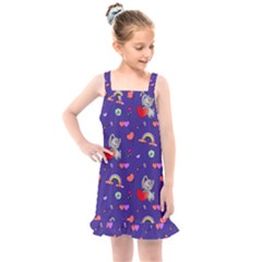 Rabbit Hearts Texture Seamless Pattern Kids  Overall Dress by Ravend