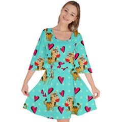 Cat Love Pattern Velour Kimono Dress by Ravend