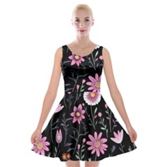 Flowers Pattern Velvet Skater Dress by Ravend