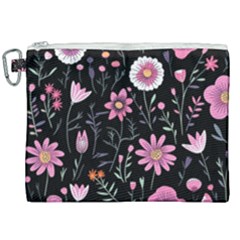 Flowers Pattern Canvas Cosmetic Bag (xxl) by Ravend