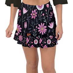 Flowers Pattern Fishtail Mini Chiffon Skirt by Ravend