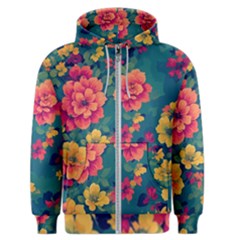 Floral Art Flowers Textile Men s Zipper Hoodie by Ravend