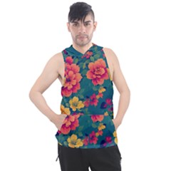 Floral Art Flowers Textile Men s Sleeveless Hoodie by Ravend