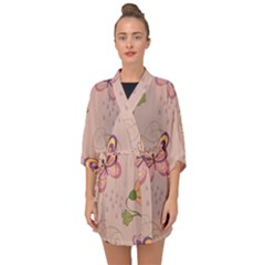 Butterfly Background Pattern Texture Half Sleeve Chiffon Kimono by Ravend