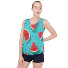 Watermelon Fruit Slice Bubble Hem Chiffon Tank Top by Ravend