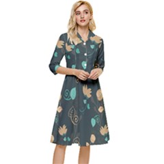 Flowers Leaves Pattern Seamless Classy Knee Length Dress by Ravend