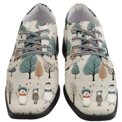 Snowman Snow Christmas Women Heeled Oxford Shoes by Ravend