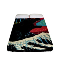 Retro Wave Kaiju Godzilla Japanese Pop Art Style Fitted Sheet (full/ Double Size) by Modalart