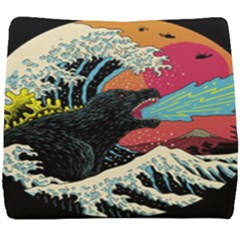 Retro Wave Kaiju Godzilla Japanese Pop Art Style Seat Cushion by Modalart