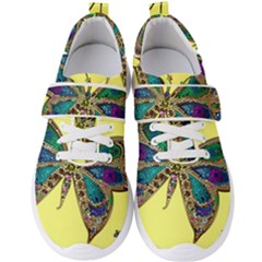 Butterfly Mosaic Yellow Colorful Men s Velcro Strap Shoes by Amaryn4rt