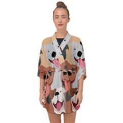 Dogs Pet Background Pack Terrier Half Sleeve Chiffon Kimono by Ravend