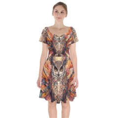 Drawing Olw Bird Short Sleeve Bardot Dress by Ravend