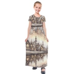 Building Landmark Kids  Short Sleeve Maxi Dress by Ravend