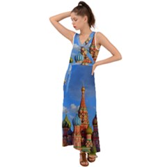 Architecture Building Cathedral Church V-neck Chiffon Maxi Dress by Modalart