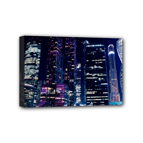 Black Building Lighted Under Clear Sky Mini Canvas 6  X 4  (stretched) by Modalart