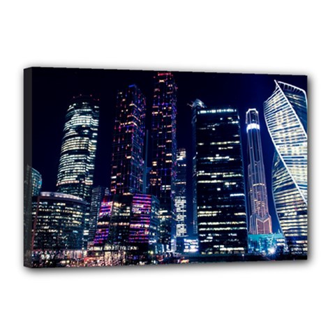 Black Building Lighted Under Clear Sky Canvas 18  X 12  (stretched) by Modalart