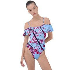 Beautiful Tree Flowers Frill Detail One Piece Swimsuit by 1212