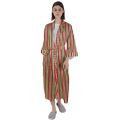 Pattern Background Red White Green Maxi Satin Kimono by Amaryn4rt