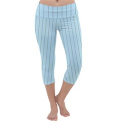 Stripes Striped Turquoise Capri Yoga Leggings by Amaryn4rt