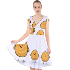 Chick Easter Cute Fun Spring Cap Sleeve Front Wrap Midi Dress by Ndabl3x