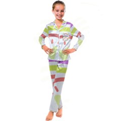 Rainbow Boho Colors Pastel Heart Kids  Satin Long Sleeve Pajamas Set by Ndabl3x