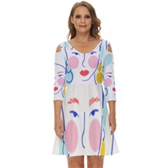 Art Womens Lovers Shoulder Cut Out Zip Up Dress by Ndabl3x