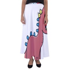 Dinosaur Dragon Drawing Cute Flared Maxi Skirt by Ndabl3x