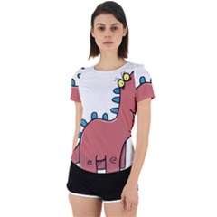 Dinosaur Dragon Drawing Cute Back Cut Out Sport T-shirt by Ndabl3x