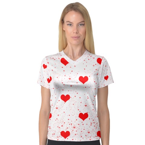 Hearts Romantic Love Valentines V-neck Sport Mesh T-shirt by Ndabl3x