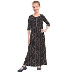 Brochure Flyer Poster Music Pattern Kids  Quarter Sleeve Maxi Dress by Grandong