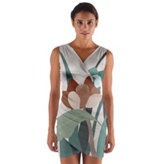 Flowers Plants Leaves Foliage Wrap Front Bodycon Dress by Grandong