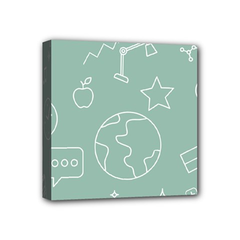 Board Chalk School Earth Book Mini Canvas 4  X 4  (stretched) by Grandong