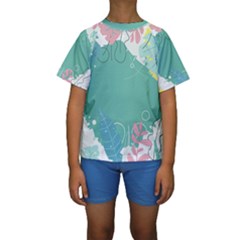 Plant Leaves Border Frame Kids  Short Sleeve Swimwear by Grandong