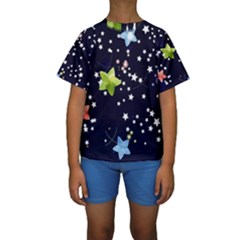 Abstract Eart Cover Blue Gift Kids  Short Sleeve Swimwear by Grandong