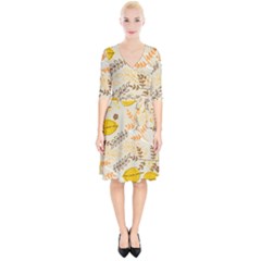 Leaves Flowers Background Pattern Wrap Up Cocktail Dress by Grandong