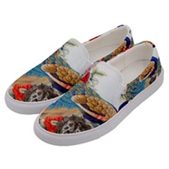 Birds Peacock Artistic Colorful Flower Painting Men s Canvas Slip Ons by Sarkoni