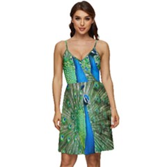 Peafowl Peacock V-neck Pocket Summer Dress  by Sarkoni