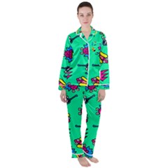 Pattern Adweek Summer Women s Long Sleeve Satin Pajamas Set	 by Ndabl3x