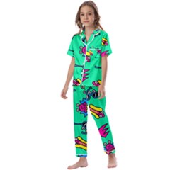 Pattern Adweek Summer Kids  Satin Short Sleeve Pajamas Set by Ndabl3x